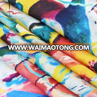 2018 chinese fashion digital print silk twill fabric